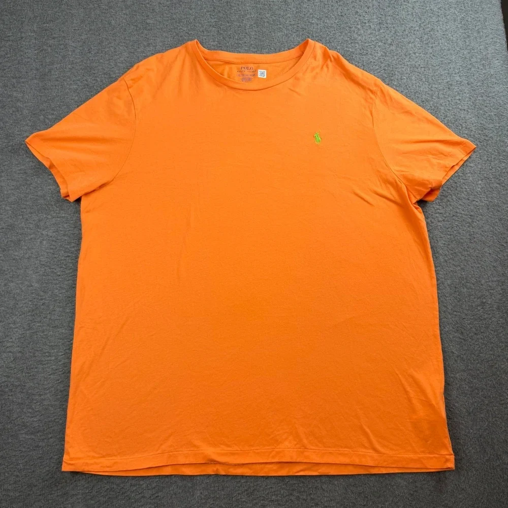 Polo Ralph Lauren T-Shirt Men's XXL Orange Green Pony Logo Short Sleeve Tee